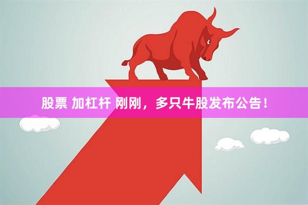 股票 加杠杆 刚刚，多只牛股发布公告！