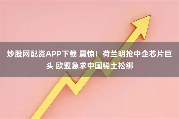 炒股网配资APP下载 震惊！荷兰明抢中企芯片巨头 欧盟急求中国稀土松绑