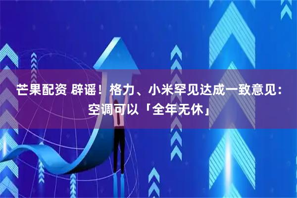 芒果配资 辟谣！格力、小米罕见达成一致意见：空调可以「全年无休」